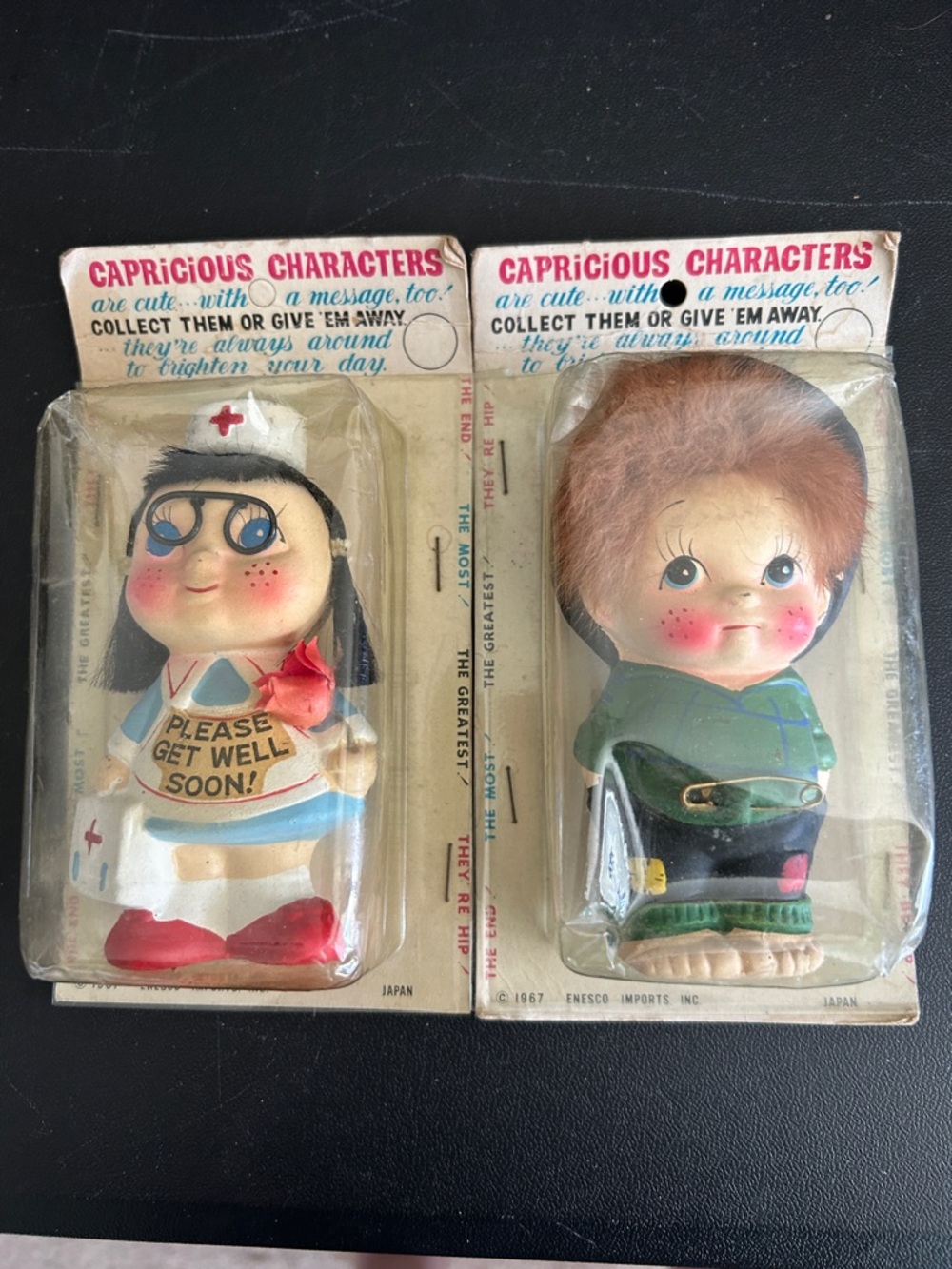 Capricious Characters Vintage Nurse & Boy Figurine Set - Red, Blue, Green